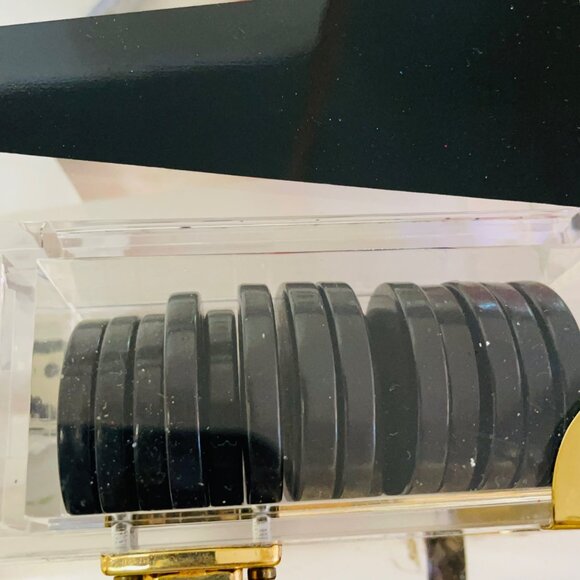 Luxury Acrylic Backgammon Set With Gold Accents & Dice 17" x 13  1/3" x 3' - Picture 15 of 16